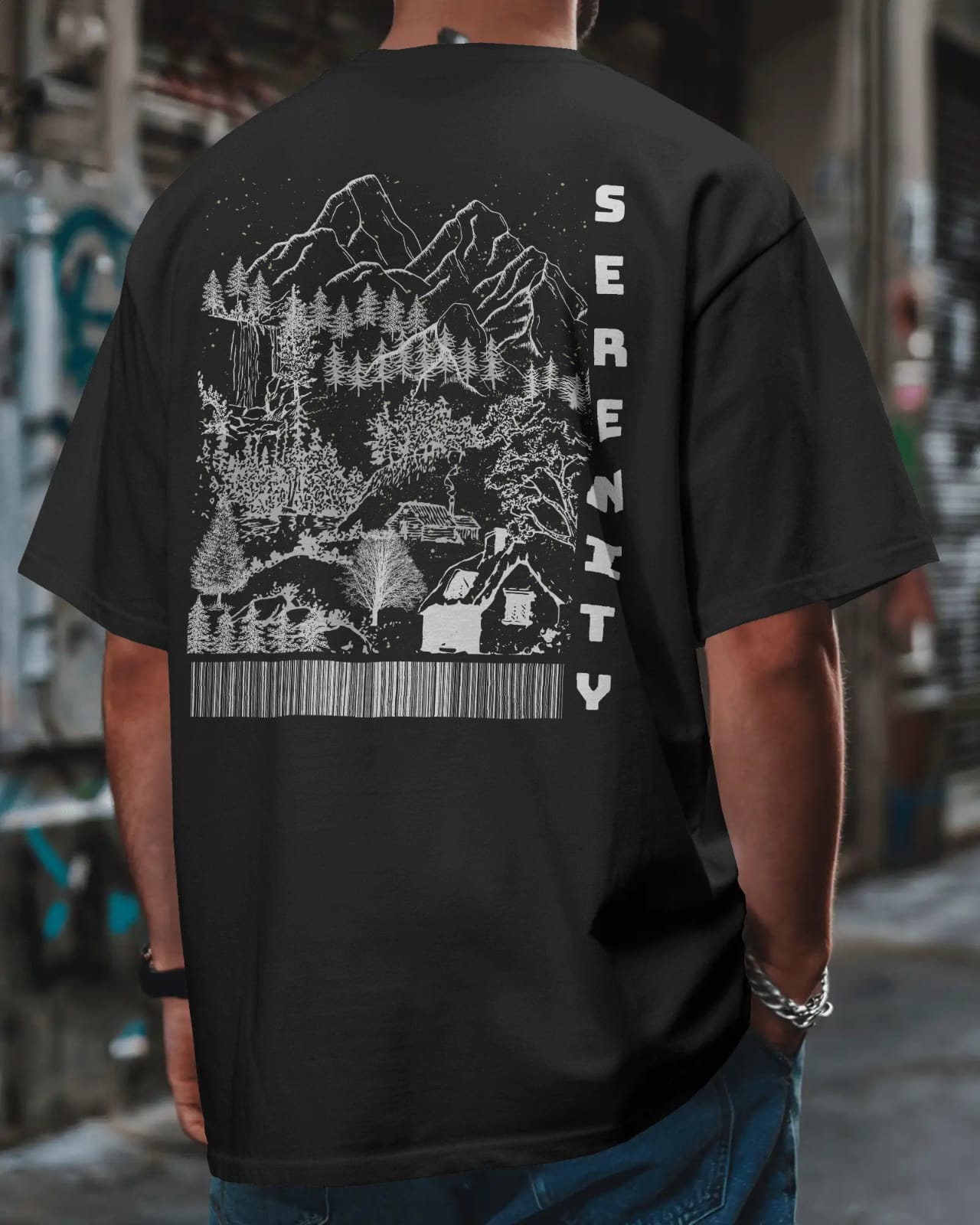 "SERENITY MOUNTAIN ESCAPE GRAPHIC TEE"- PURE COTTON