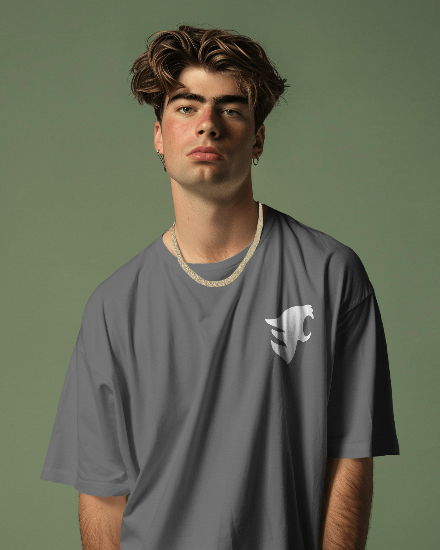 “OWN” Box Logo Oversized T-Shirt – Charcoal Black