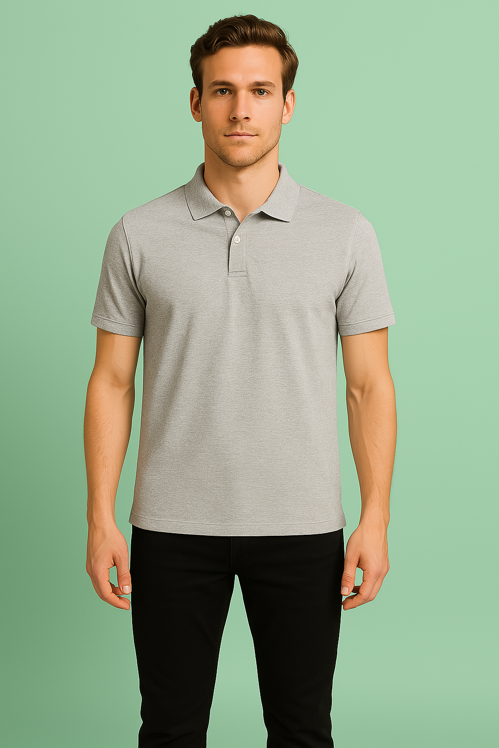 Premium Pure Cotton Light Grey Polo T-Shirt for Men