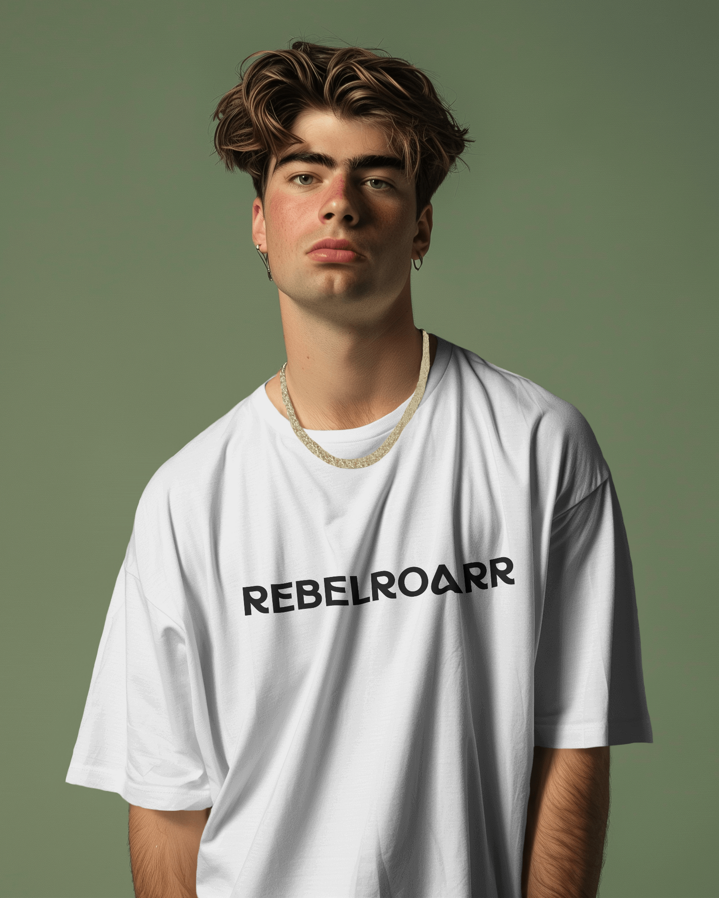 Rebel Roar Downshoulder Charcoal T-Shirt