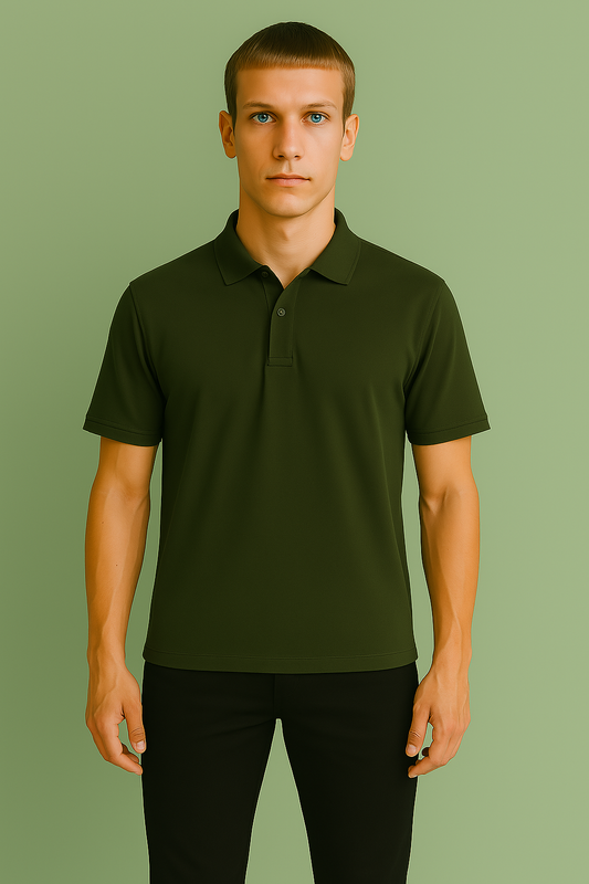 Rebelroarr Premium Pure Cotton Dark Green Polo T-Shirt for Men