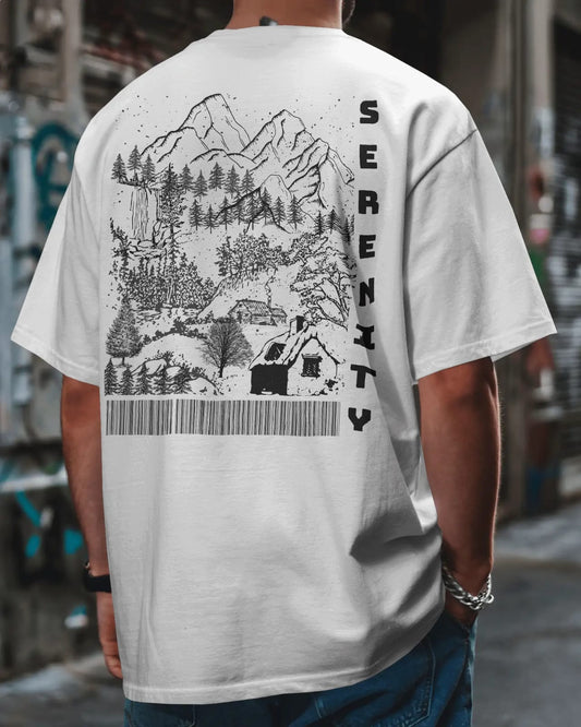 "SERENITY MOUNTAIN ESCAPE GRAPHIC TEE"- PURE COTTON