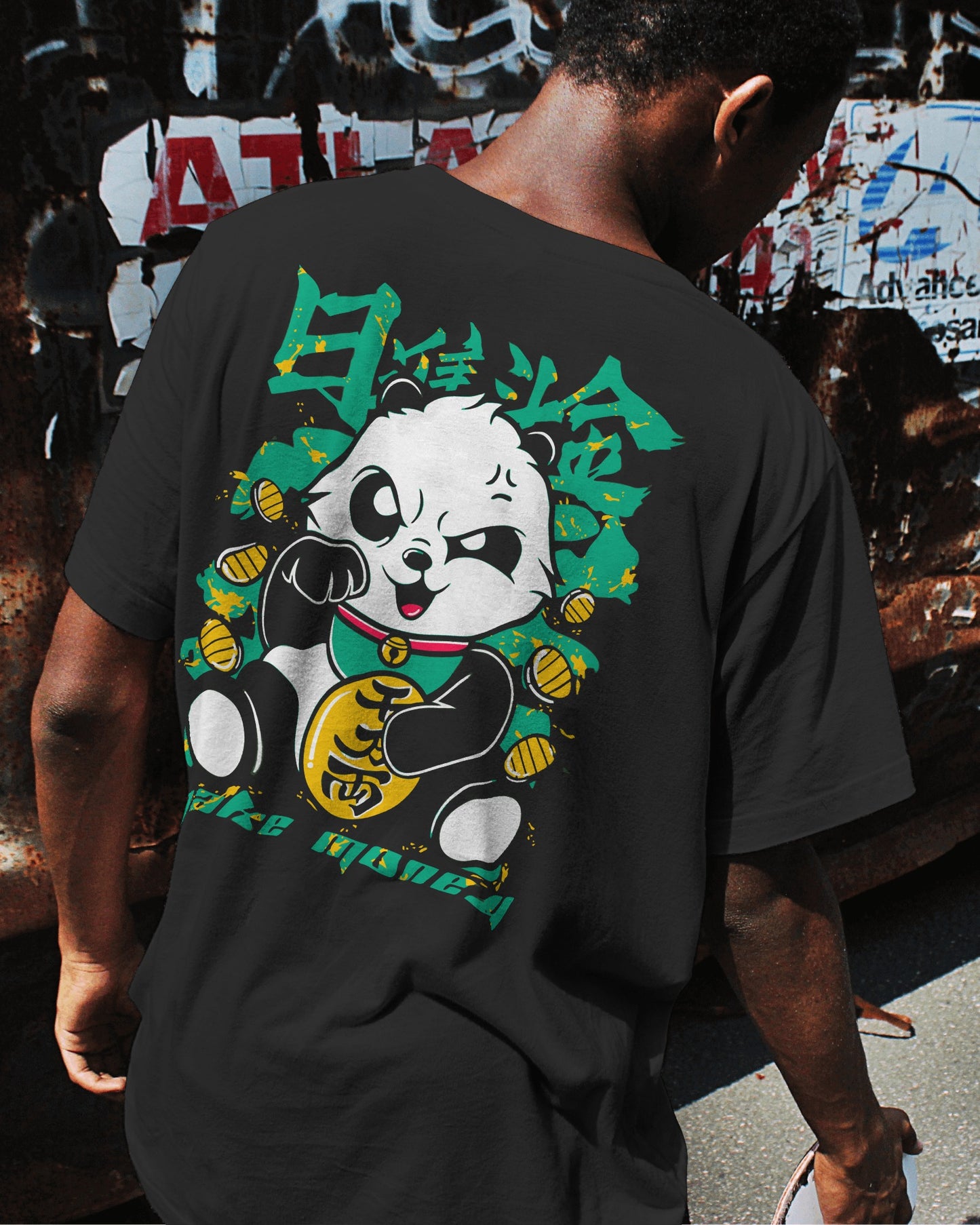 Neon Oni – Black Oversized Japanese Demon T-Shirt | Heavy Cotton | Down Shoulder Style