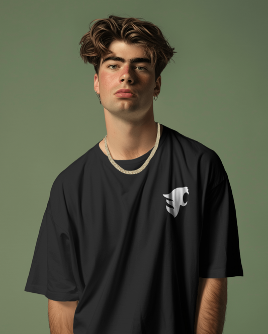 “OWN” Box Logo Oversized T-Shirt – Charcoal Black