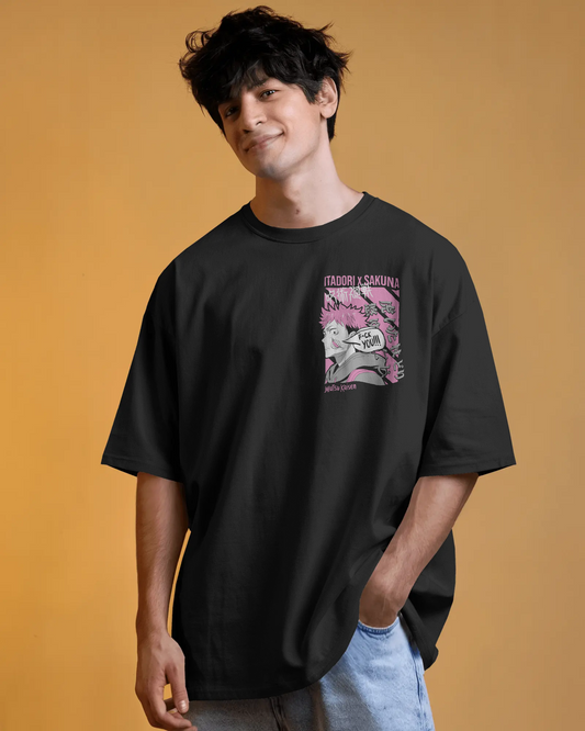 Arcade Samurai –  Japanese Graphic Oversized T-Shirt | 100%  Cotton | Down Shoulder Fit