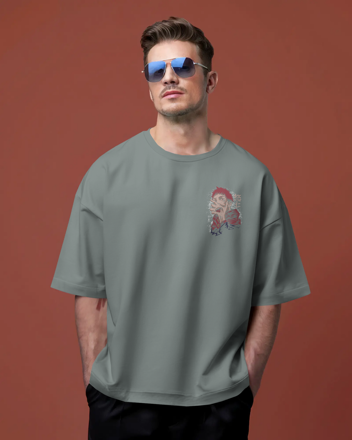 Cursed Howl – Oversized Down Shoulder Anime Graphic T-Shirt (Pure Cotton)