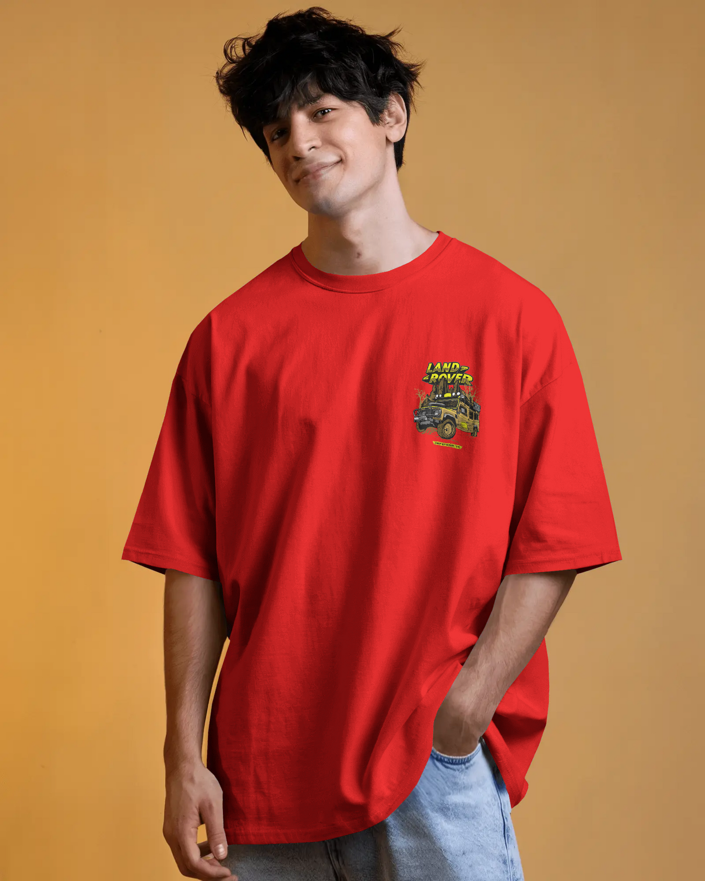 LAND ROVER – Oversized Graffiti Skull T-Shirt | 100% Cotton | Down Shoulder Fit
