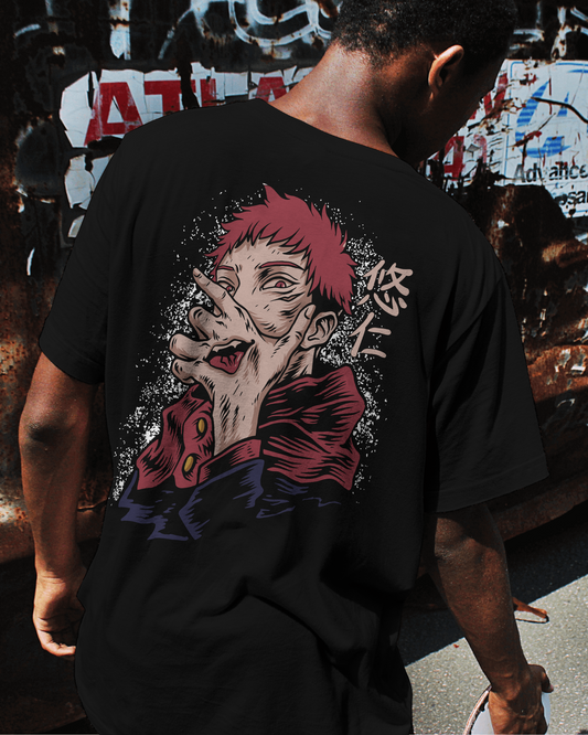 Cursed Howl – Oversized Down Shoulder Anime Graphic T-Shirt (Pure Cotton)