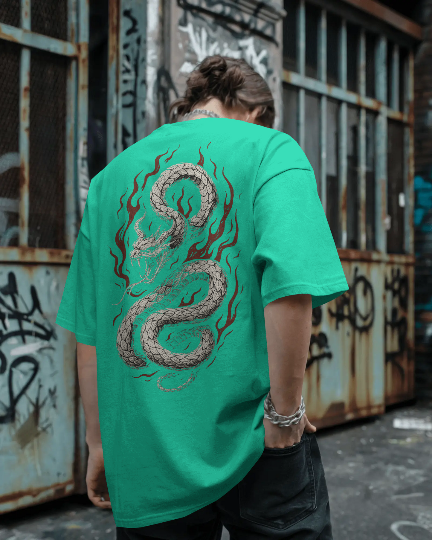 Snakes!"Dragon Rage" Black Down Shoulder T-Shirt – Pure Cotton