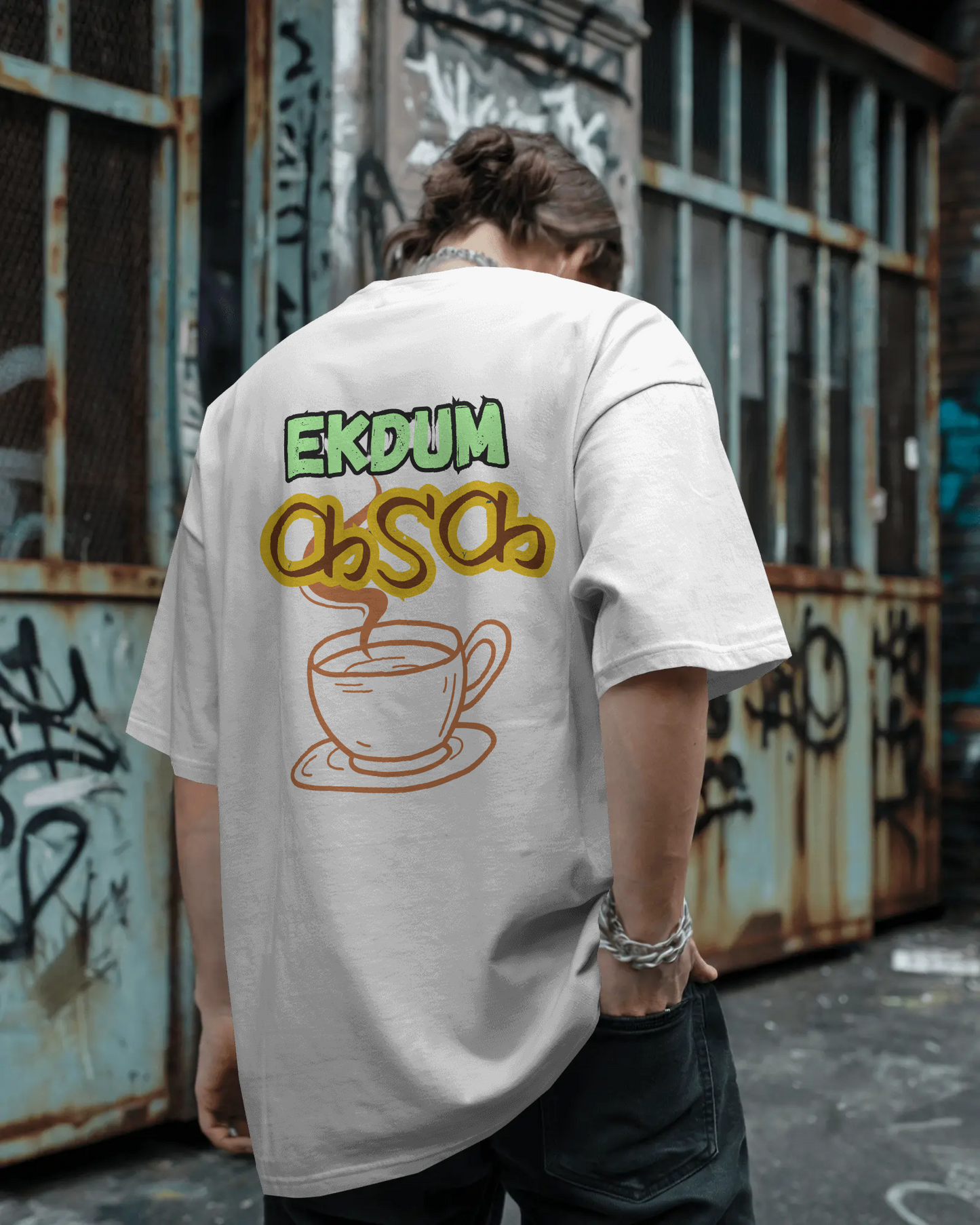 "Ekdum Kadak Chai" White Graphic T-Shirt – Pure Cotton
