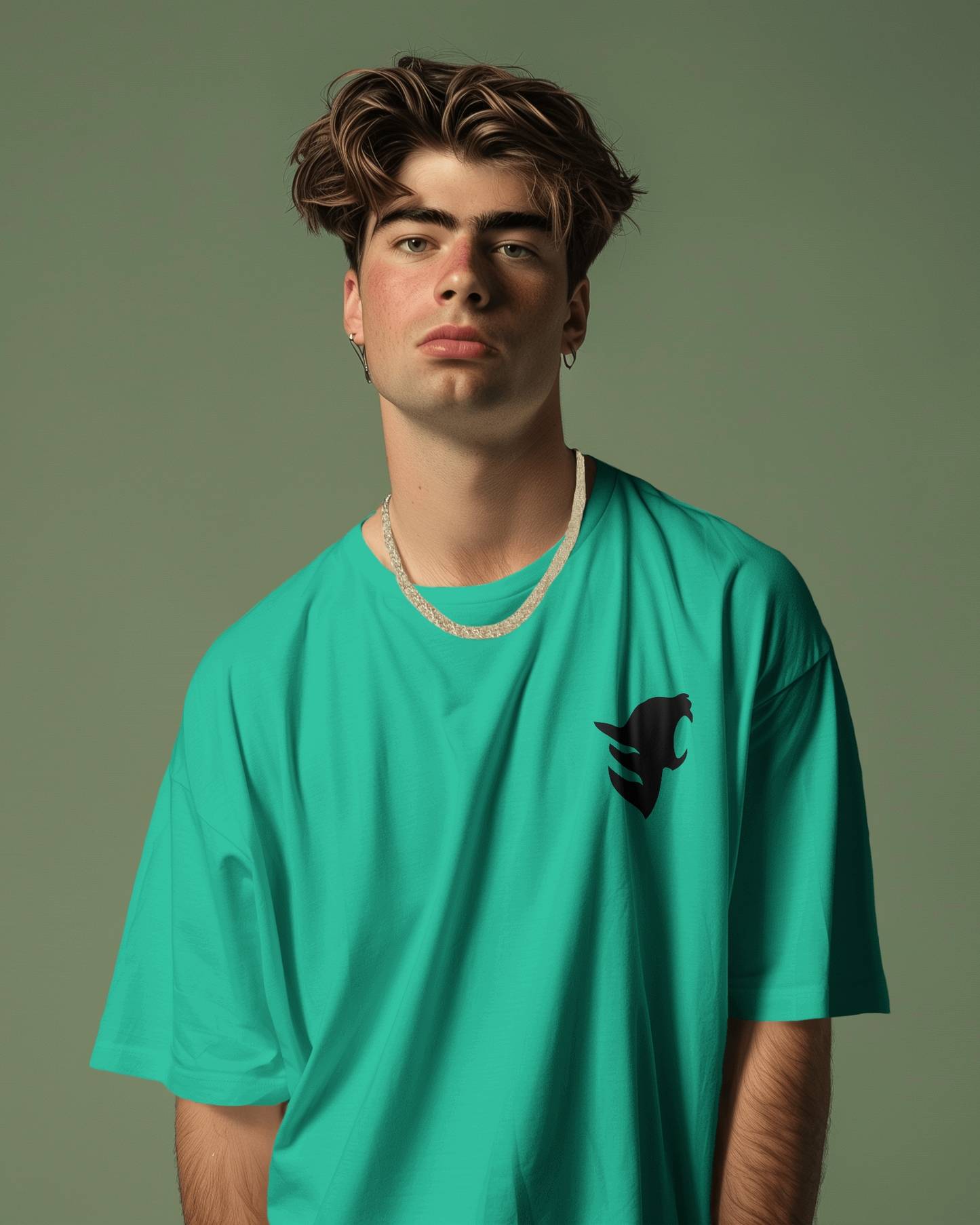 “OWN” Box Logo Oversized T-Shirt – Charcoal Black