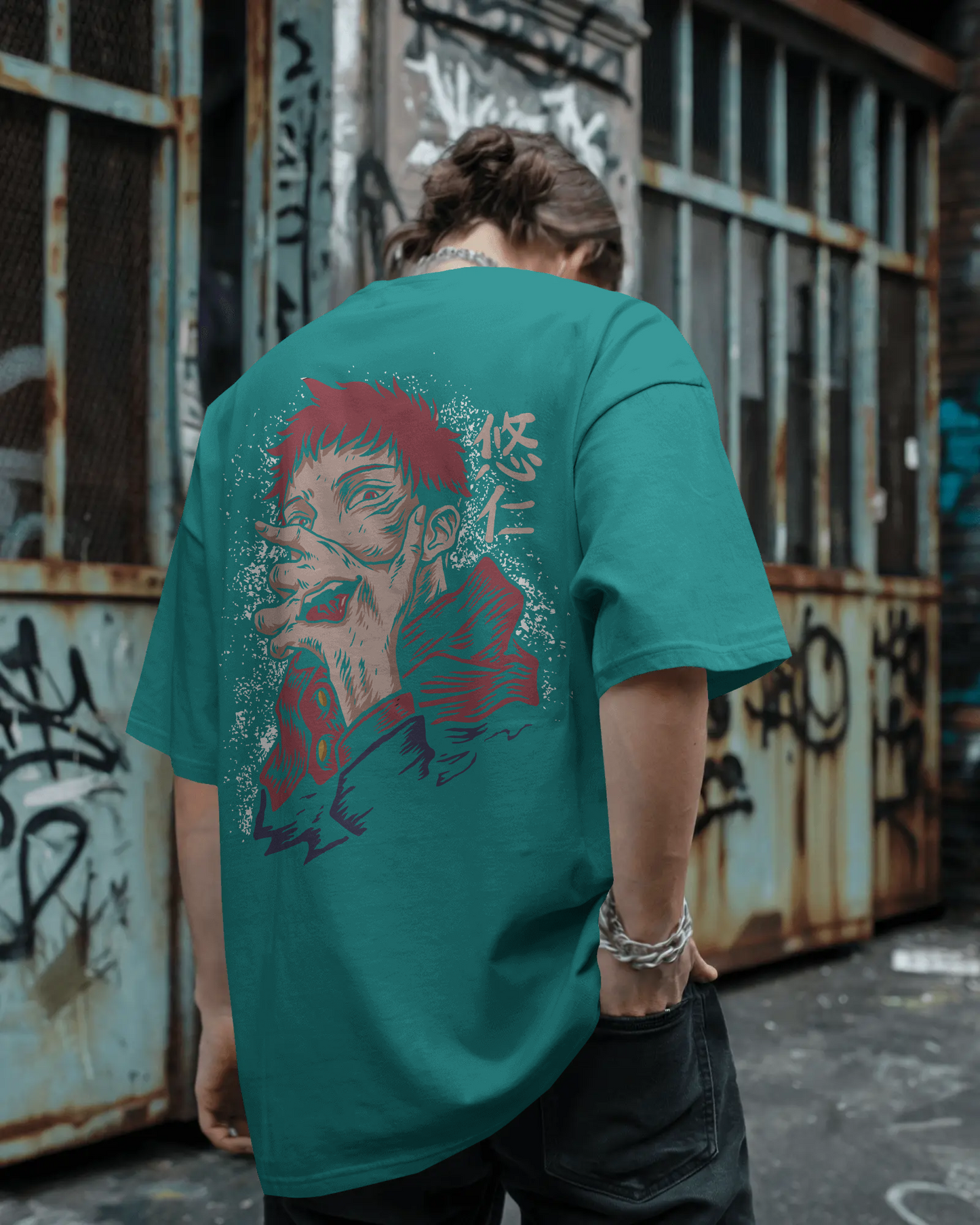 Cursed Howl – Oversized Down Shoulder Anime Graphic T-Shirt (Pure Cotton)